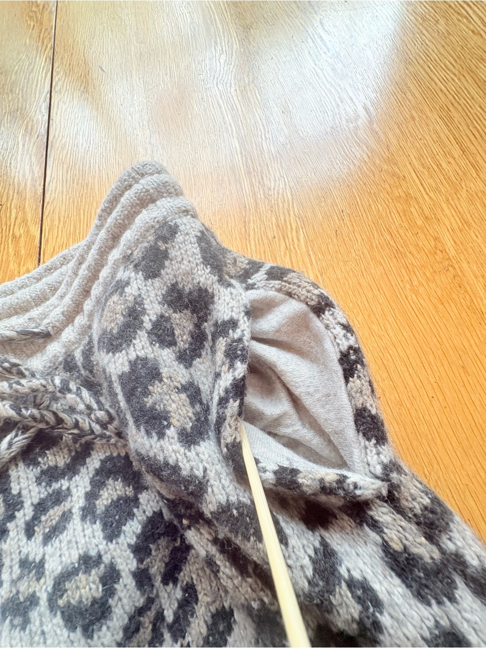 Alanui Wild Spirit Intarsia Leopard Print Grey Wool Blend Chunky Knit Sweatpants - Picture 6 of 15